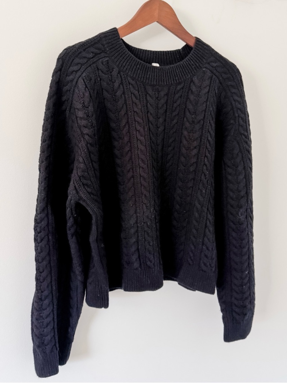 Aritzia The Group By Babaton Shores Cable Knit Wool Sweater — Medium — Black